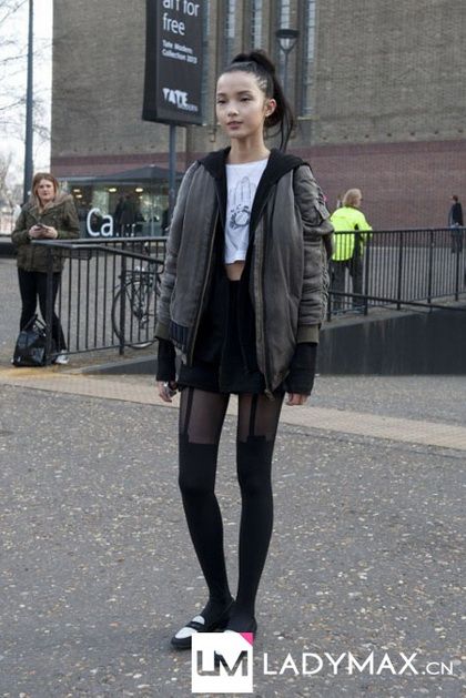 2013伦敦时装周场外模特街拍